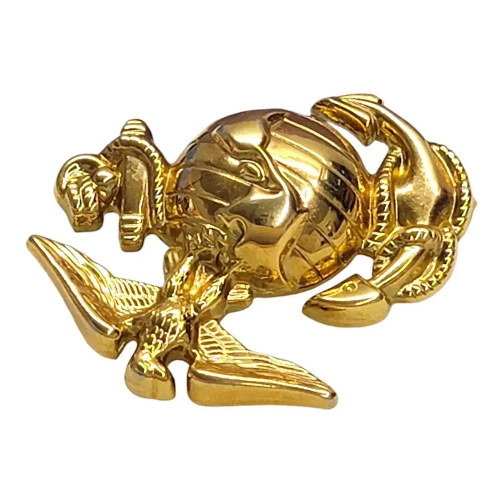 USMC EGA Eagle Globe Anchor Hat Pin Screw Back Gold Tone Marine Cap Insignia